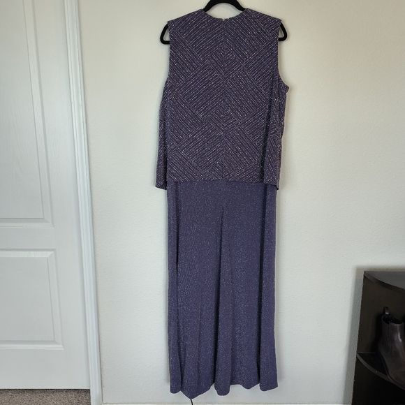 Alex Evenings Glitter Embellished Jacquard Maxi Gown Size 22W Petite Purple - Picture 5 of 9